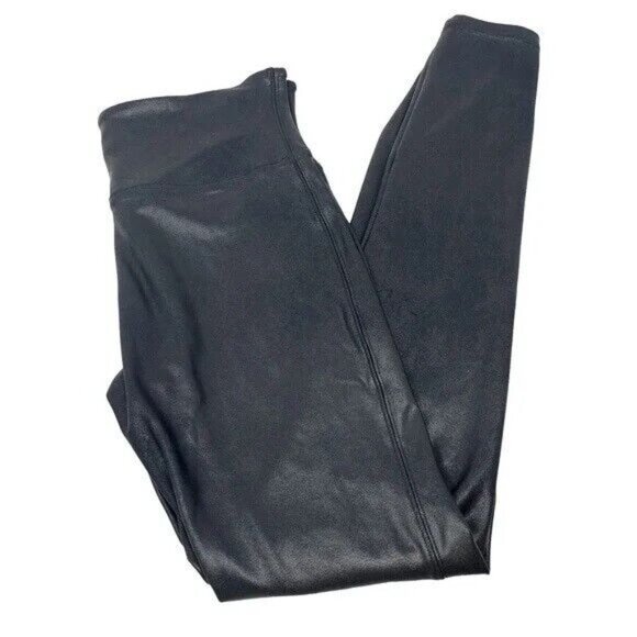 SPANX BLACK Faux Leather Leggings Size 1X - Picture 3 of 12